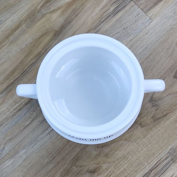 🔹️Mud Pie White Ceramic "Bean Me Up" Bean Pot w/Lid - Picture 6 of 11